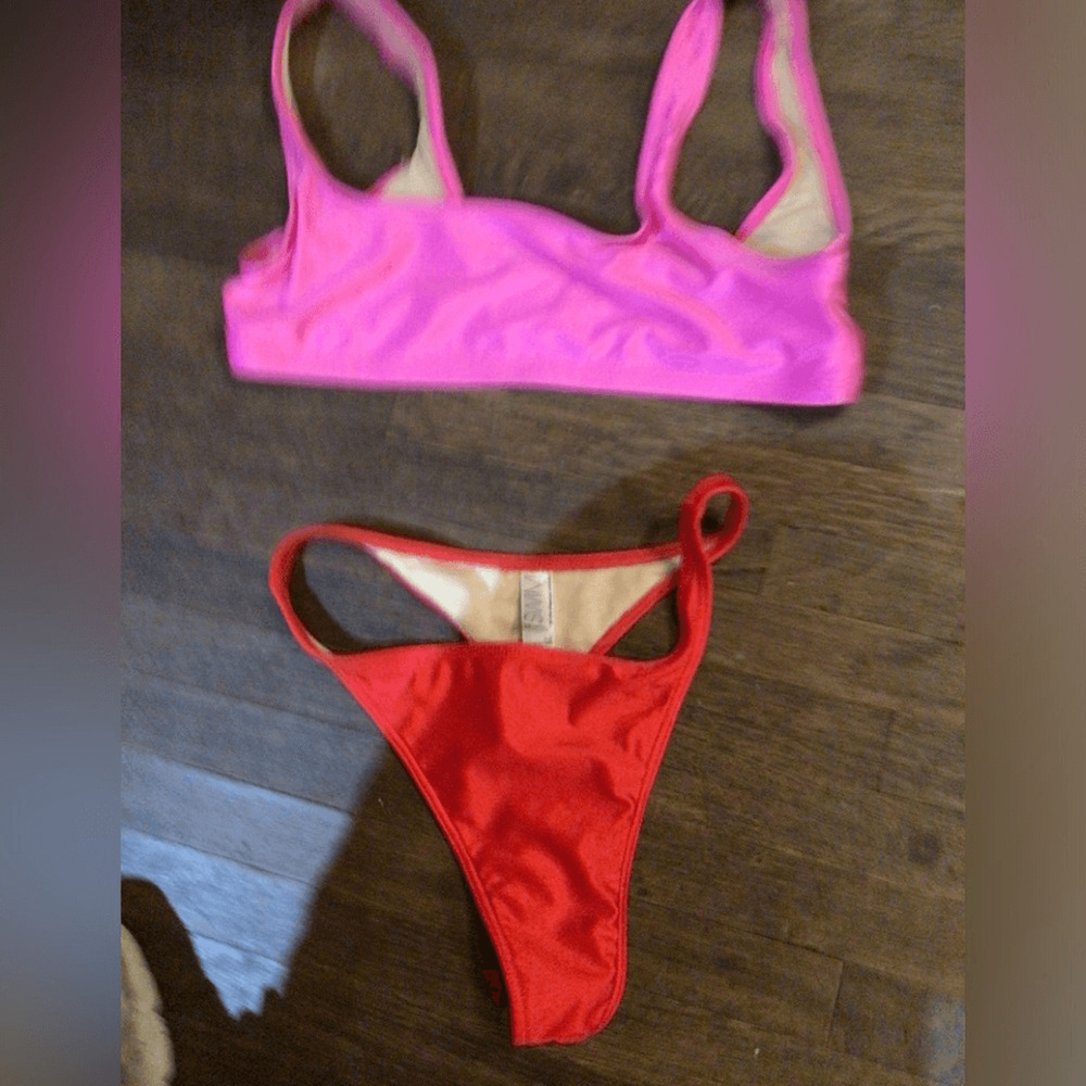 NEW! Los Angeles Apparel Pink and Red Bikini Set